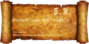Borbényi Mátyás névjegykártya