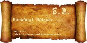 Borbényi Mátyás névjegykártya
