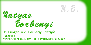 matyas borbenyi business card